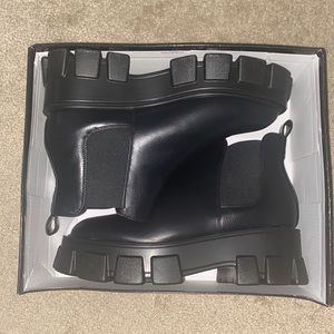 Cleated Faux Leather Chelsea Boots